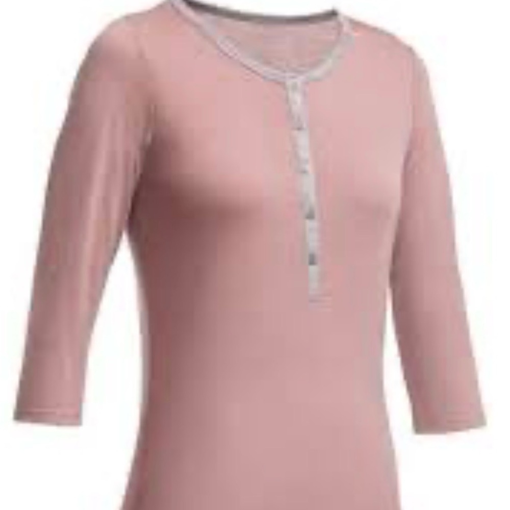 Icebreaker Women's Pink Henley Long Sleeve Wool Top | Size 6